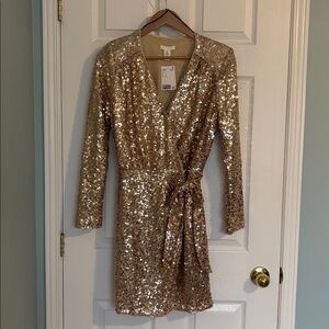 H&M sequinned wrap dress